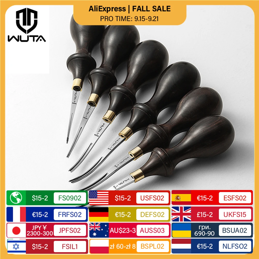 

WUTA Leather Edge Beveler PRO Skiving Craft Work Tools M390 Die Steel Ebony Handle Cutter Edger Creaser Skiver available 6Size