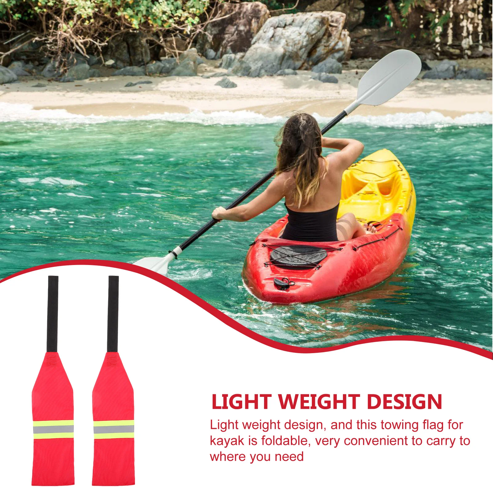 

2 Pcs Safety Banner Flags Kit Reflective Strip Kayak Travel for Oxford Fabric Canoe Outdoor