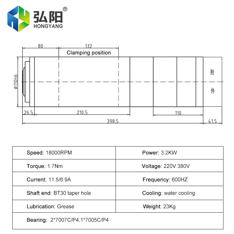 ATC Water-Cooled Spindle 220v 380v 3.2kw Automatic Tool Changer Spindle BT30 110mm 18000rpm For CNC Machine Engraving