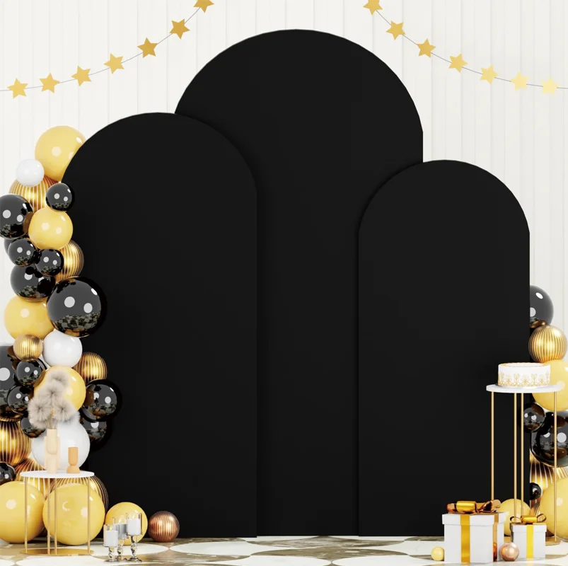 

TB Black White Thicked Double Sided Wedding Arch Cover Spandex for Round Top Backdrop Covers Birthday Party Decoration