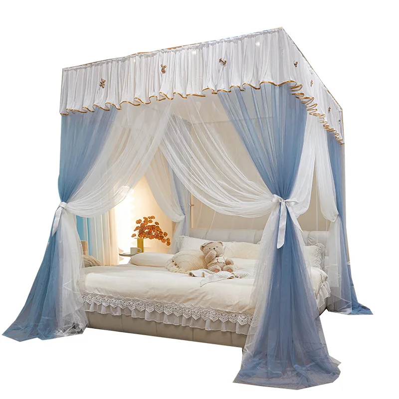 

Palace floor-to-ceiling mosquito net household bedroom 2025 new princess bed curtain gauze support pole
