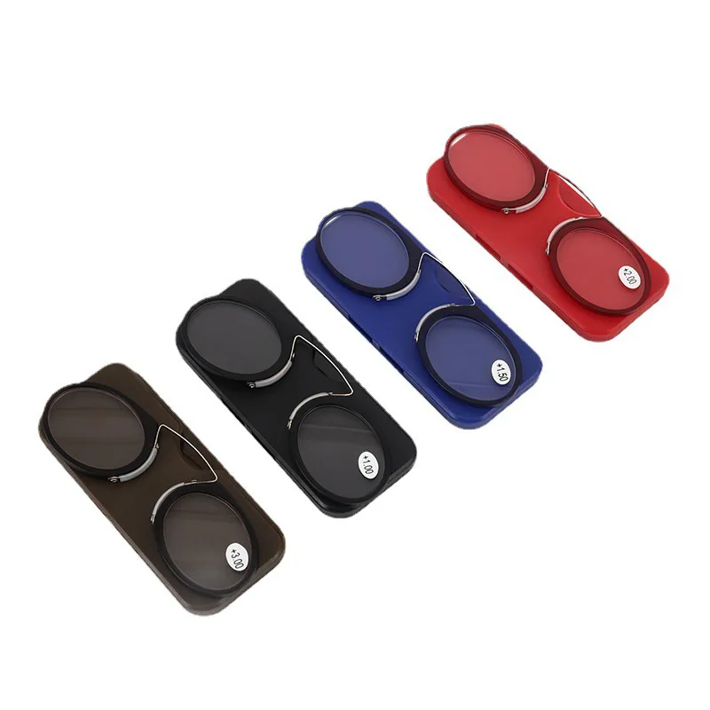 

Stick On Phone MINI Clip Nose Bridge Reading Eyewear Portable Presbyopic Glasses With Case Eyeglasses +1.0 To +3.5