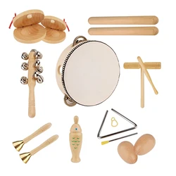 Juguetes de instrumentos musicales de madera para niños, juguetes de música de percusión, castañuelas de tambor ecológico, juguetes educativos tempranos para niños