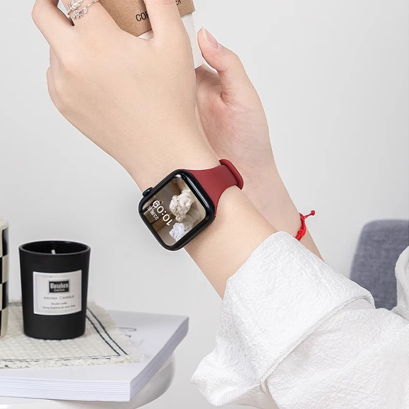Slim strap for Apple watch band 42mm 40mm 38mm 44mm ultra 49mm Silicone bracelet correa iWatch series 6 se 5 4 3 7 8 45mm 41mm image 4