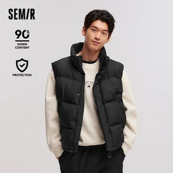 Semir Down Vest Men 2024 Winter New Loose Waterproof Outerwear Couple Solid Color Versatile Vest