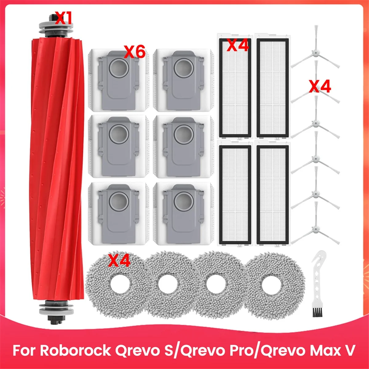 Eqaz-para roborock qrevo s/qrevo pro/qrevo max v escova lateral principal filtro hepa mop pano sacos de pó peças reposição