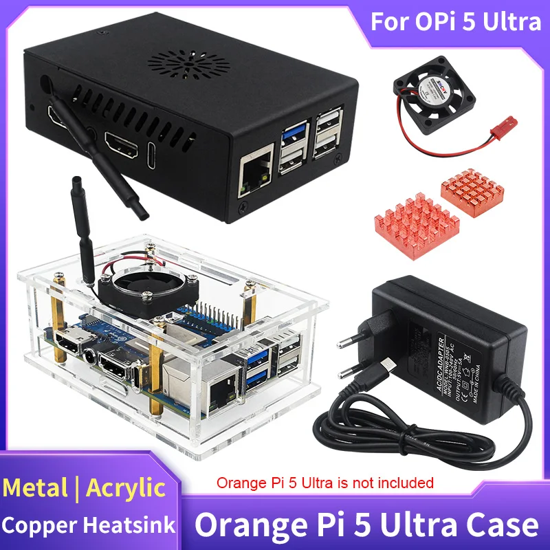 laranja-pi-5-ultra-caso-metal-acrilico-escudo-transparente-caixa-protetora-opcional-antena-do-dissipador-de-calor-fonte-alimentacao-para-opi-5-ultra