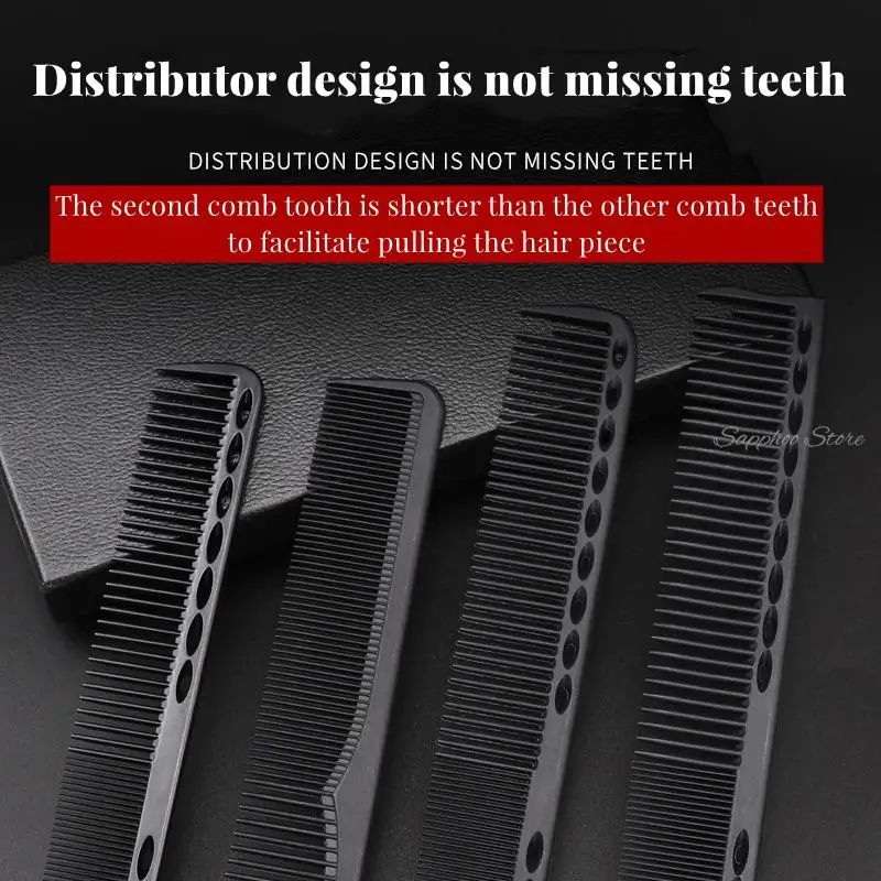 Professional Hairdresser Hair Cutting Comb Black Carbon Double-sided Heat Resistant Salon Antistatic Barber Styling Brush Tool