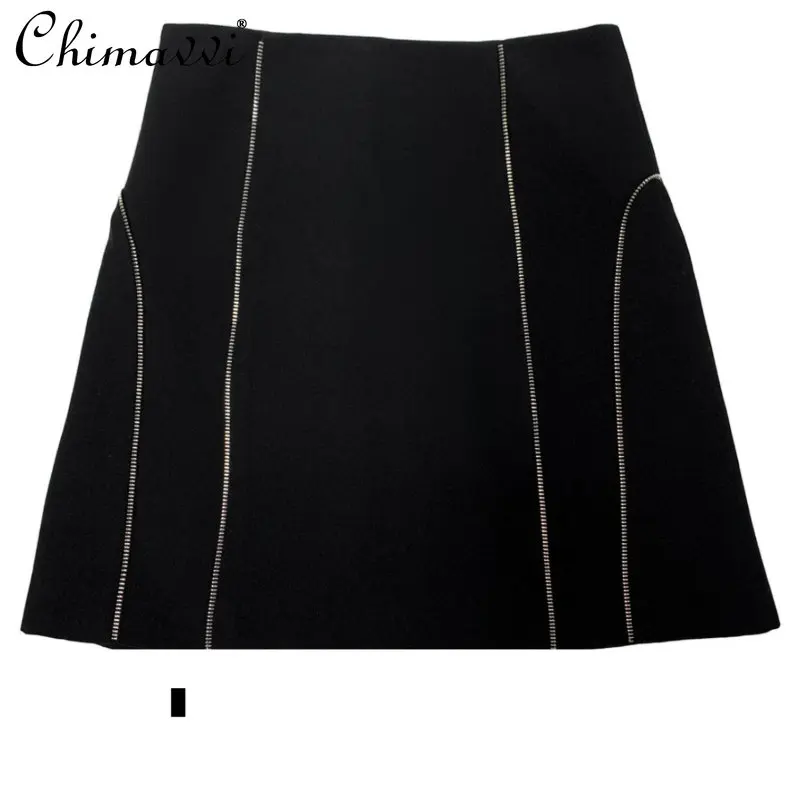 

Suit Fabric Skirt for Women 2023 Spring and Autumn New French Sexy Sheath Black A- Line Skirt