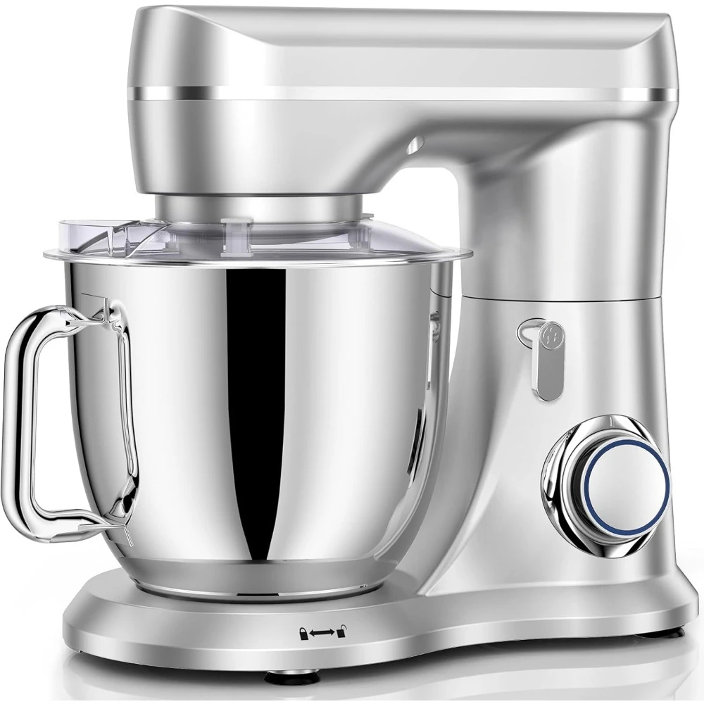 5QT Mixer makanan, Mixer listrik dapur 10 kecepatan, Mixer makanan kepala miring dengan kait adonan & mangkuk Stainless Steel, Mixer berdiri