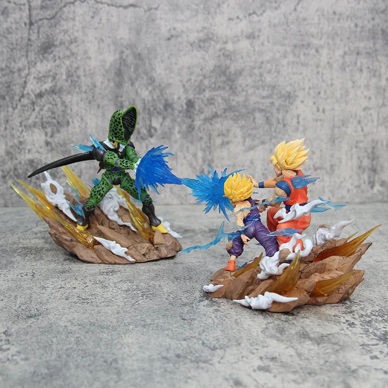 Dragon Ball Z Anime Figure Son Goku Kamehameha Figures Cell Kakarotto Super Saiyan Decoration Model Statue Doll Toy Gifts