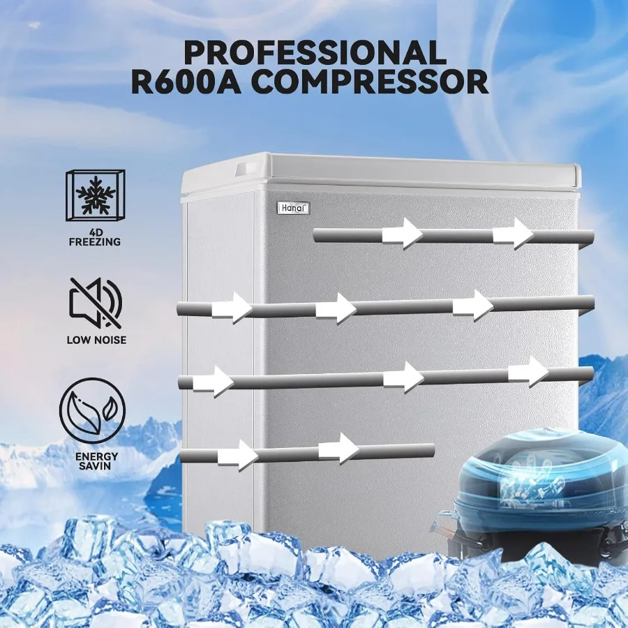 ตู้แช่แข็งแบบฝาทึบ WANAI ขนาด 5.0 คิว ความจุขนาดใหญ่ พร้อมการควบคุมอุณหภูมิ 7 ระดับ ทำงานเงียบพิเศษ ถอดประกอบได้