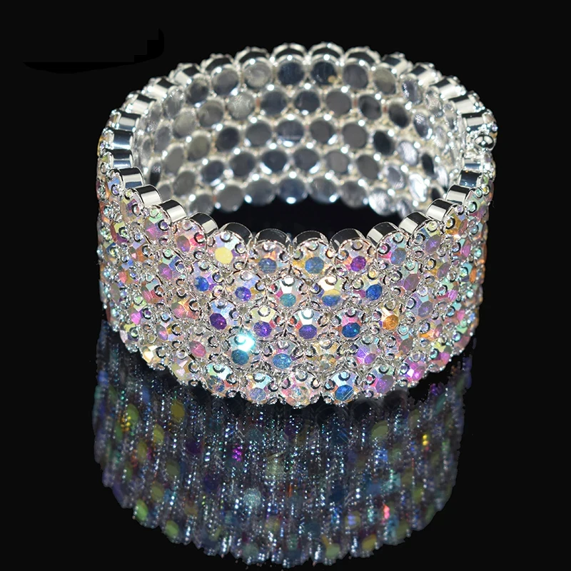 Luxury Women Bangles Multi Layer Shiny Crystal Bangles for Wedding Bridal Valentine