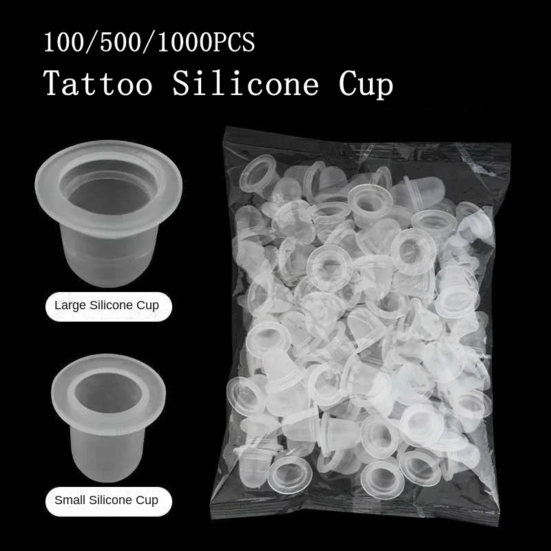 

100/500PCS Soft Silicone Microblading Tattoo Ink Cup Cap Pigment Holder Container S/L for Permanent Makeup Tattoo Accessories
