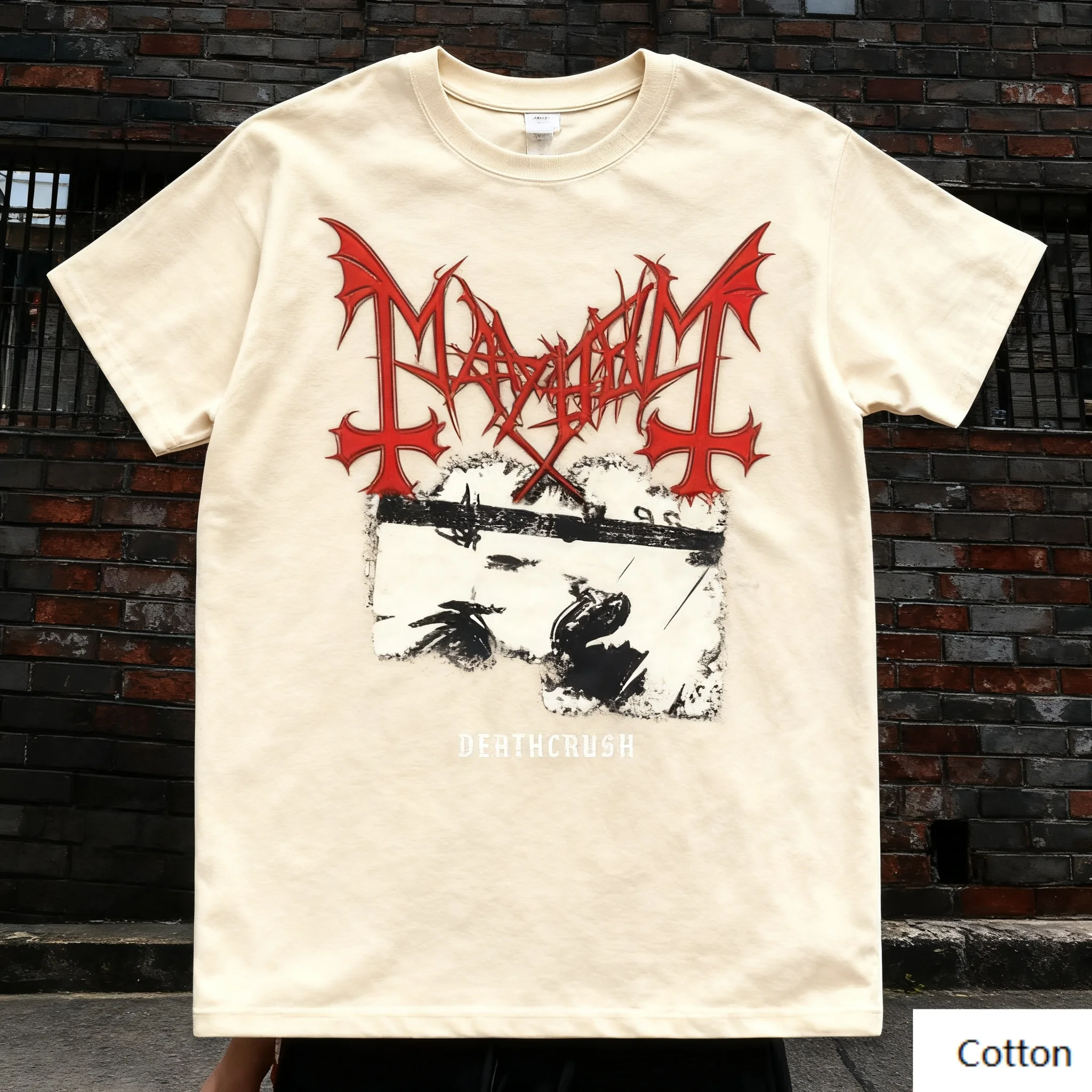 تي شيرت معدني داكن - قوطي - تي شيرت برقبة دائرية يظهر تصميمًا مميزًا على الطراز القوطي الداكن ملابس الشارع من القطن الخالص #4