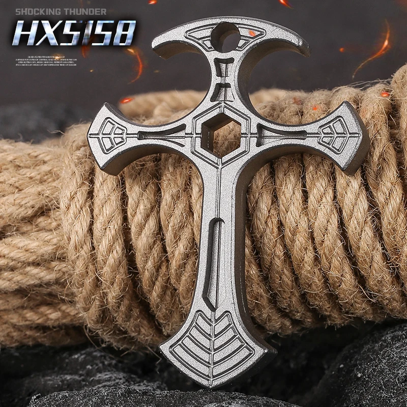 Tactical defense cross pendant, self-defense cool equipment, outdoor camping self-defense tool, exquisite small gift image 5