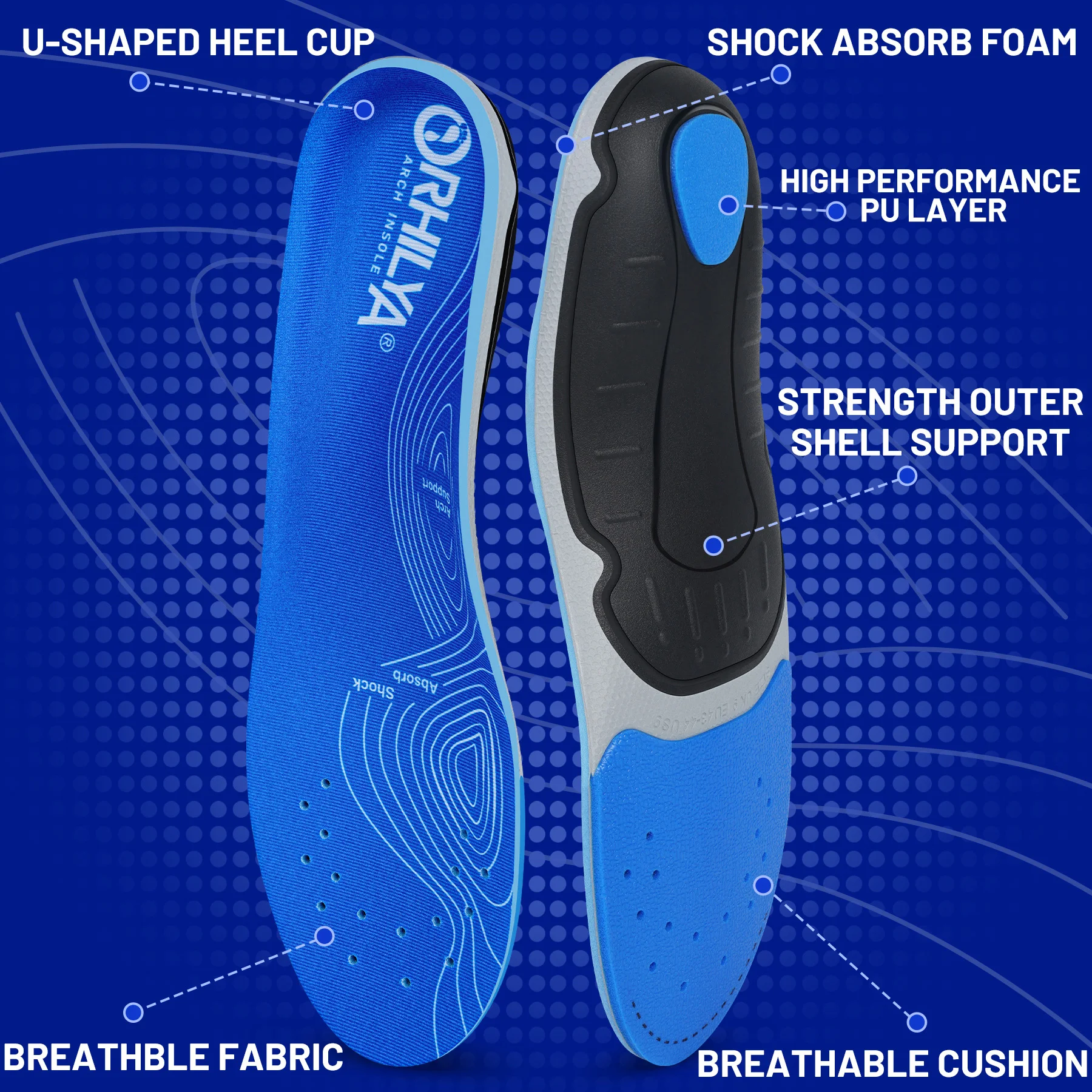 Plantar Fasciitis Pain Relief Men Orthotics Shoes Insole Arch Support Work Boot Inserts Flat Feet Women Heel Spur Absorb Shock