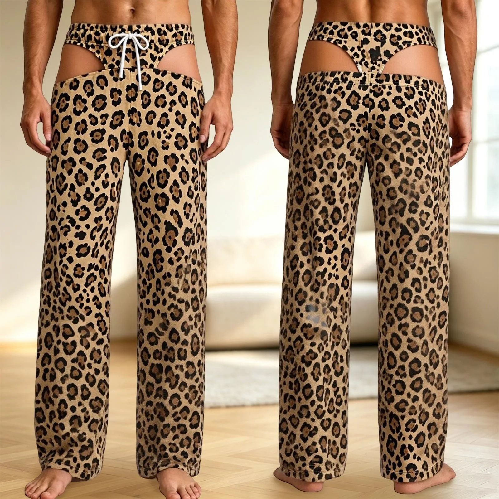 Neue klassische Herrenhose mit Leopardenmuster, Digitaldruck, lustige Hip-Hose für Urlaub, Events, Partys, schnelltrocknend, locker geschnitten. – Detail 6