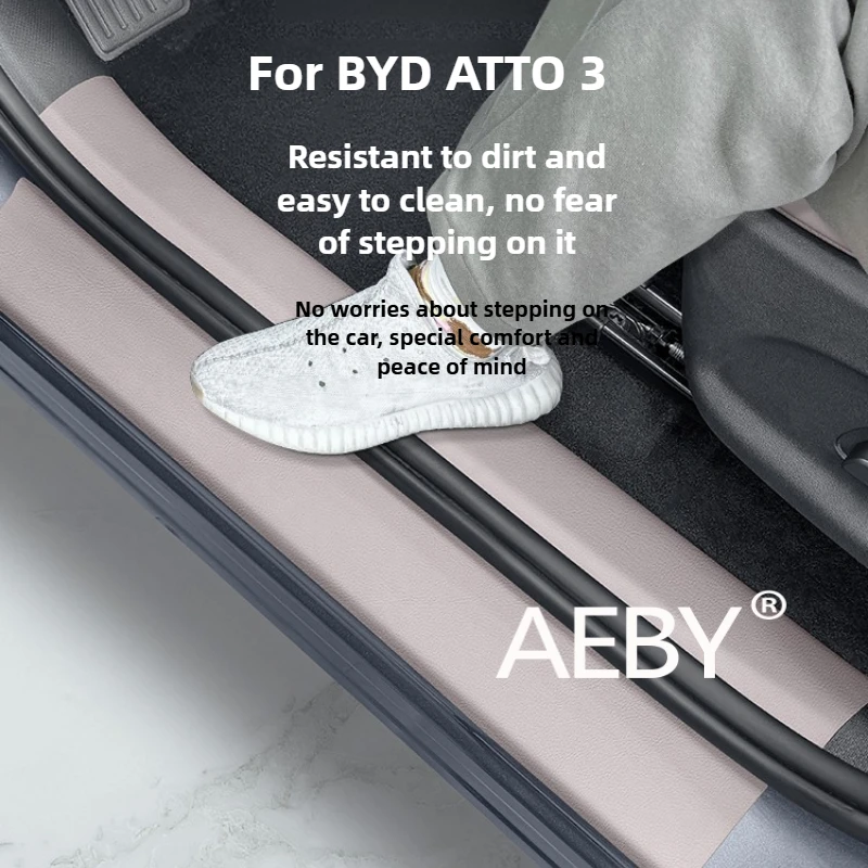 

AEBY For BYD ATTO 3 Smart Driving Edition 2022-2025 Anti-Scratch Protective Sticker, Car Door Sill Protector,Leather Door Sill