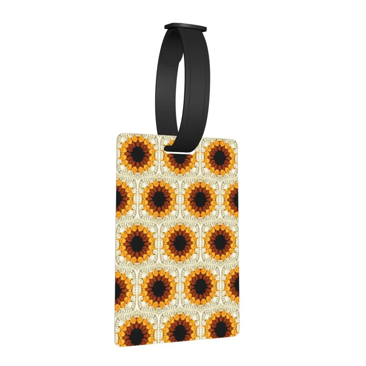 Sunflower Crochet Granny Square Pattern Luggage Tags Suitcase Travel Portable Baggage Boarding Tag Label Holder ID Name Address