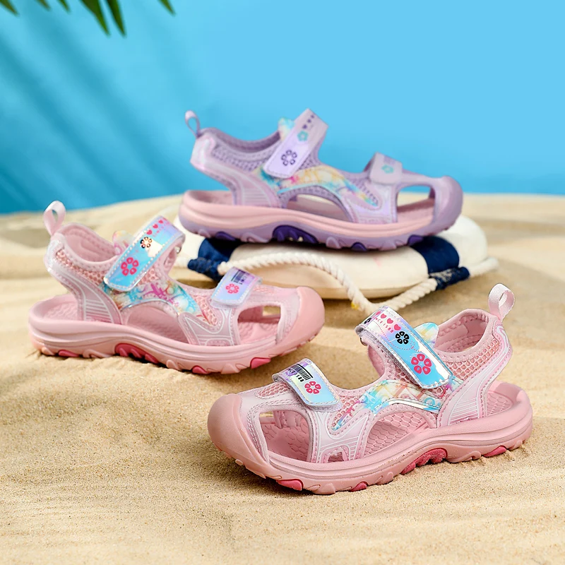 Nicht-slip Mädchen Sandalen Die Sommer Neue Kinder Baotou Strand Schuhe kinder Weichen Boden Prinzessin Mädchen Sport Casual schuhe