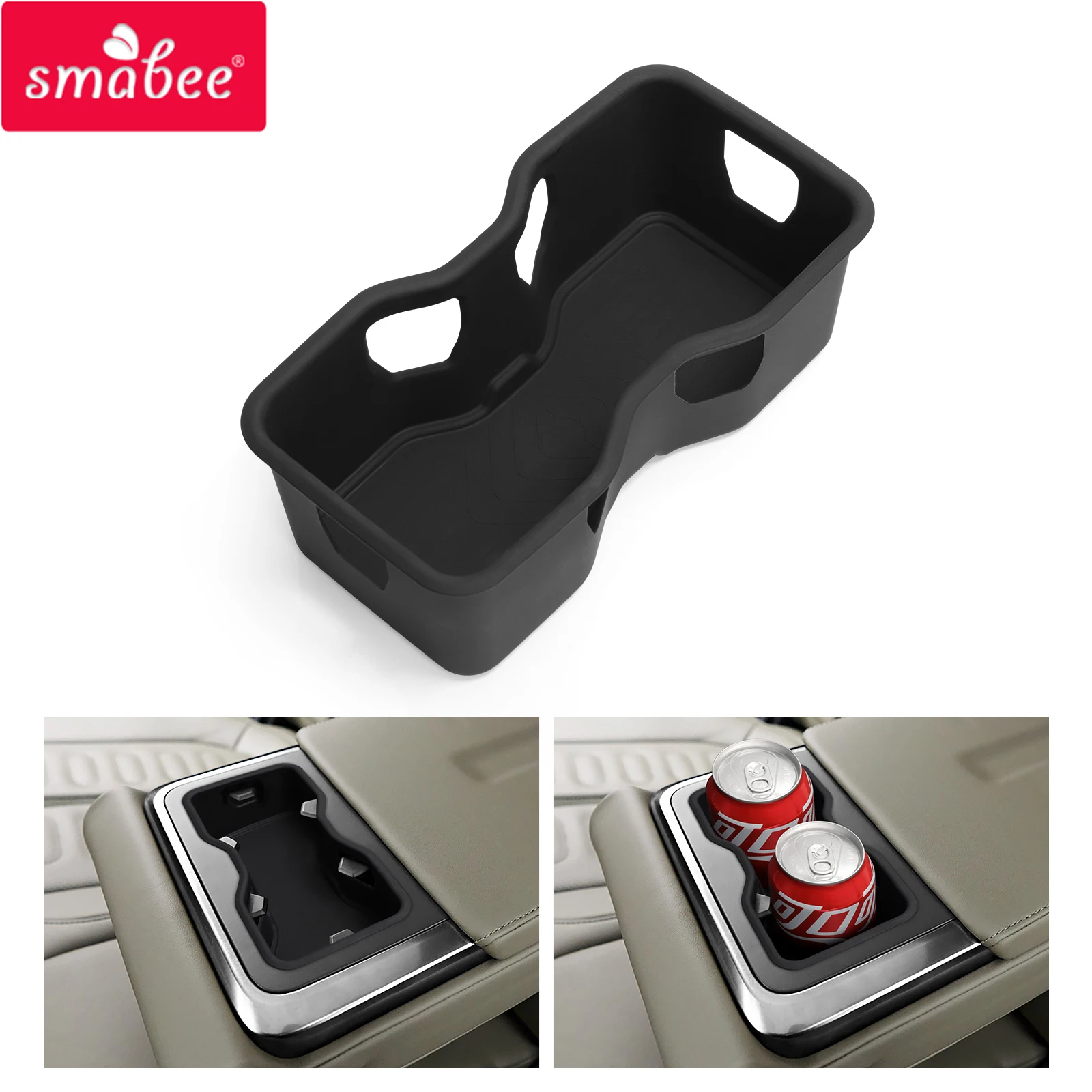 for RIVIAN R1T R1S Second Row Cup Holder Storage Box Shock-Absorbing Central Armrest Cup Tray Silicone