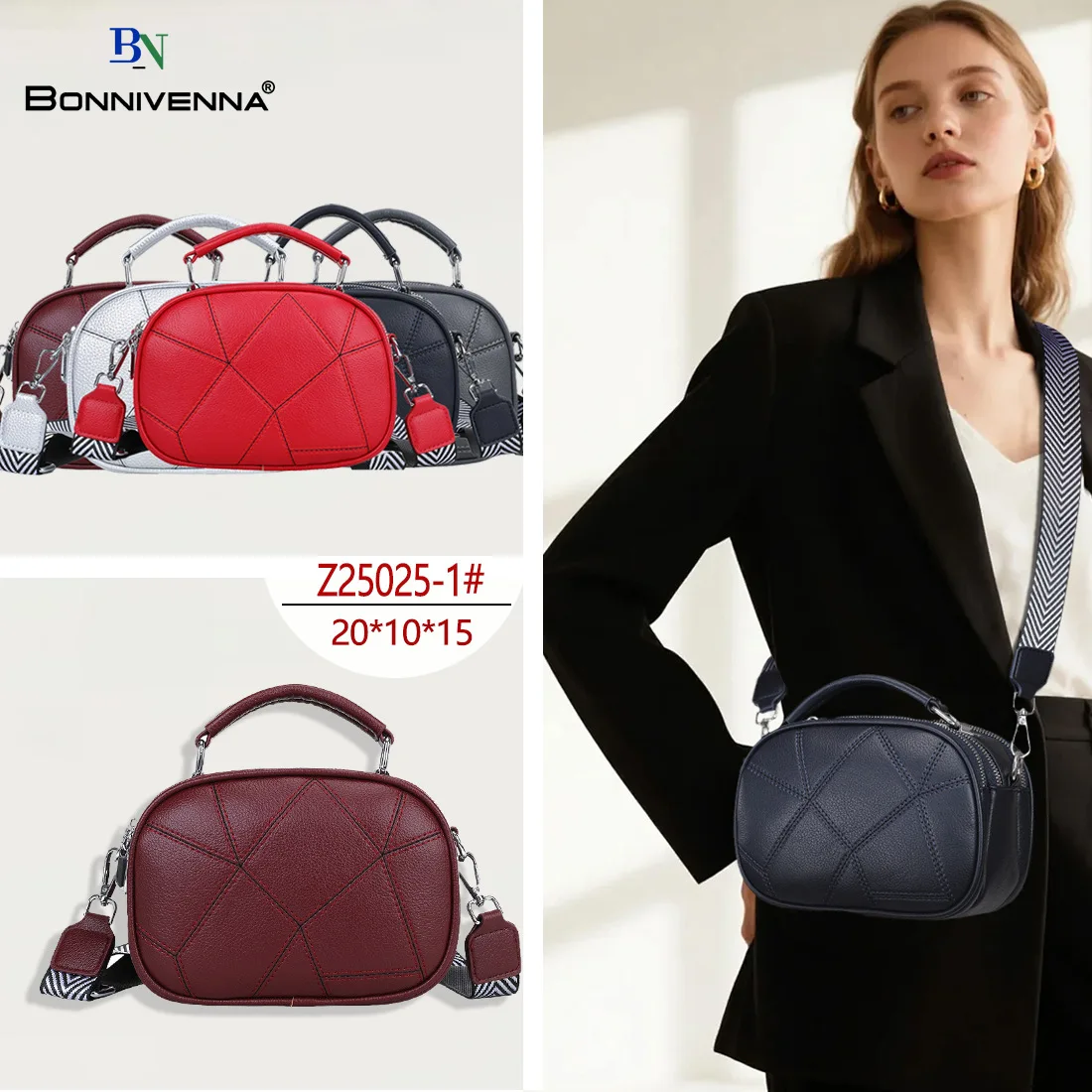 

Bonnivenna женская сумка через плечо с несколькими карманами, маленькая квадратная сумка, модная пригородная простая сумка через плечо с верхней ручкой