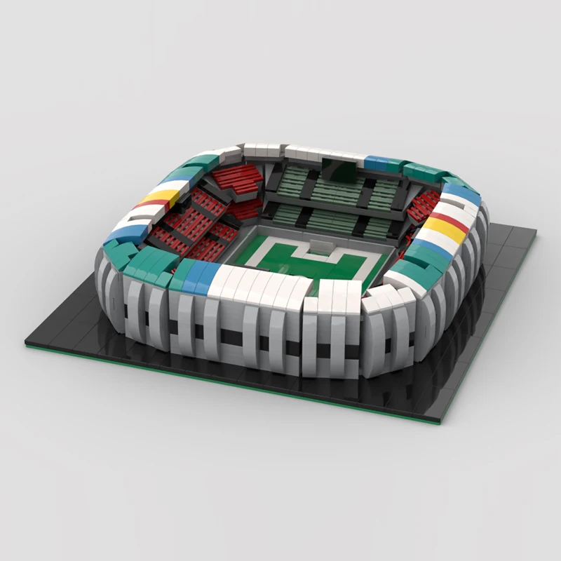 Modelo de Construcción de Ladrillos MOC de Estadio de Fútbol, Arquitectura Modular, Tecnología, Regalos Navideños para Niños, Juguetes de Ensamblaje