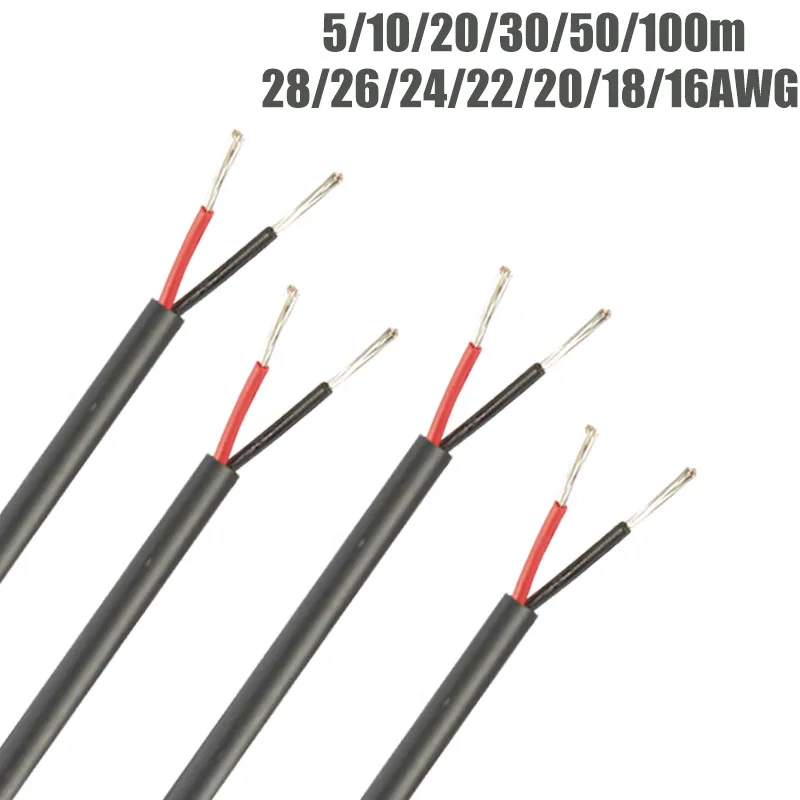 

2Core Sheathed Wire Cable 28 26 24 22 20 18 16 14AWG 5/10/20/30/50/100m Electronic Audio Wires For LED Strip Light Speakers