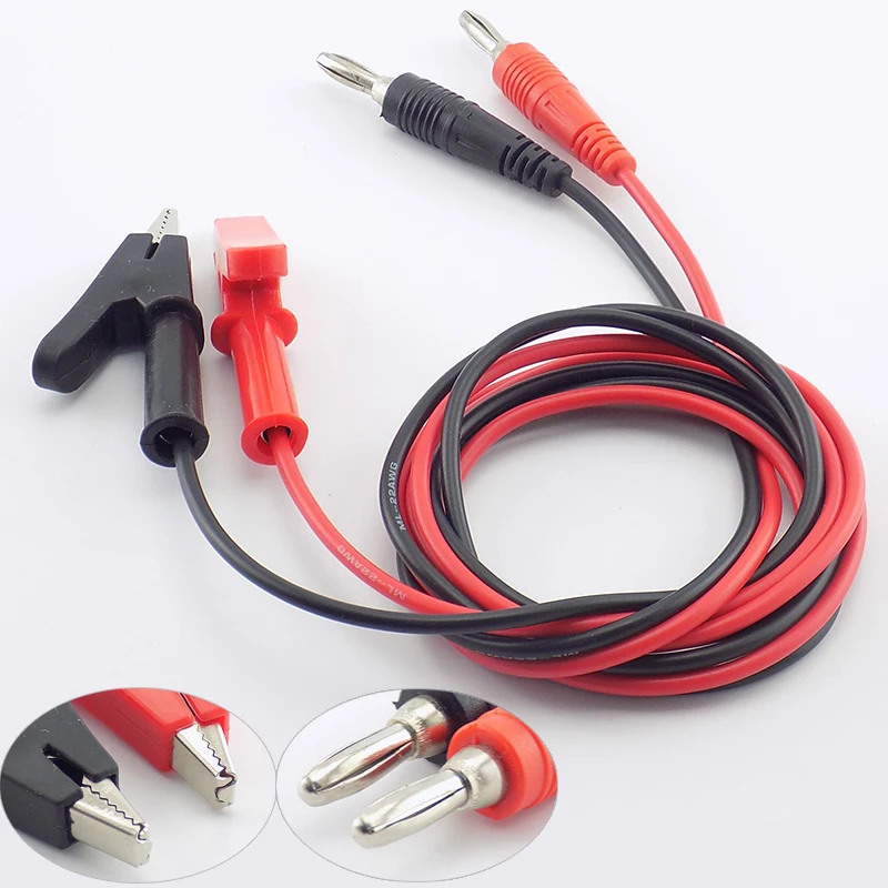 1M Alligator Clip to Banana Plug Test Cable Wire Silicone for Probe Multimeter double end Crocodile electric diy