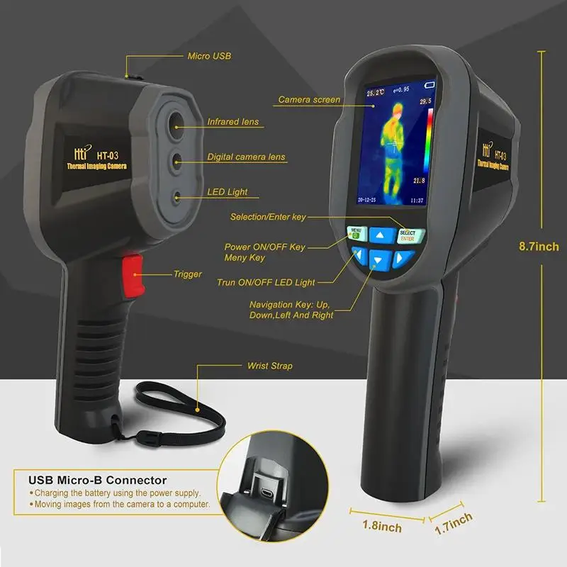 HTI HT-03 120x90 Infrared Thermal Imager PCB Circuit Industrial Testing Floor Heating Tube Testing Temperature Thermal Camera