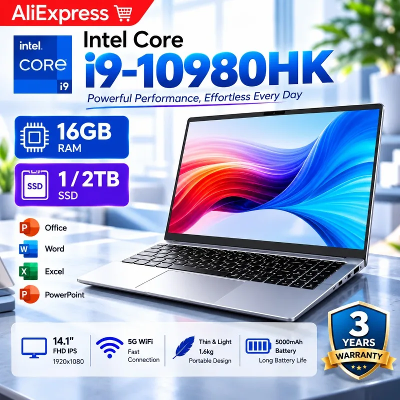 Intel Core I9 10980HK laptop 14.1 inch 16GB RAM 1/2TB SSD Portable Gaming laptops Office PC Notebook computer