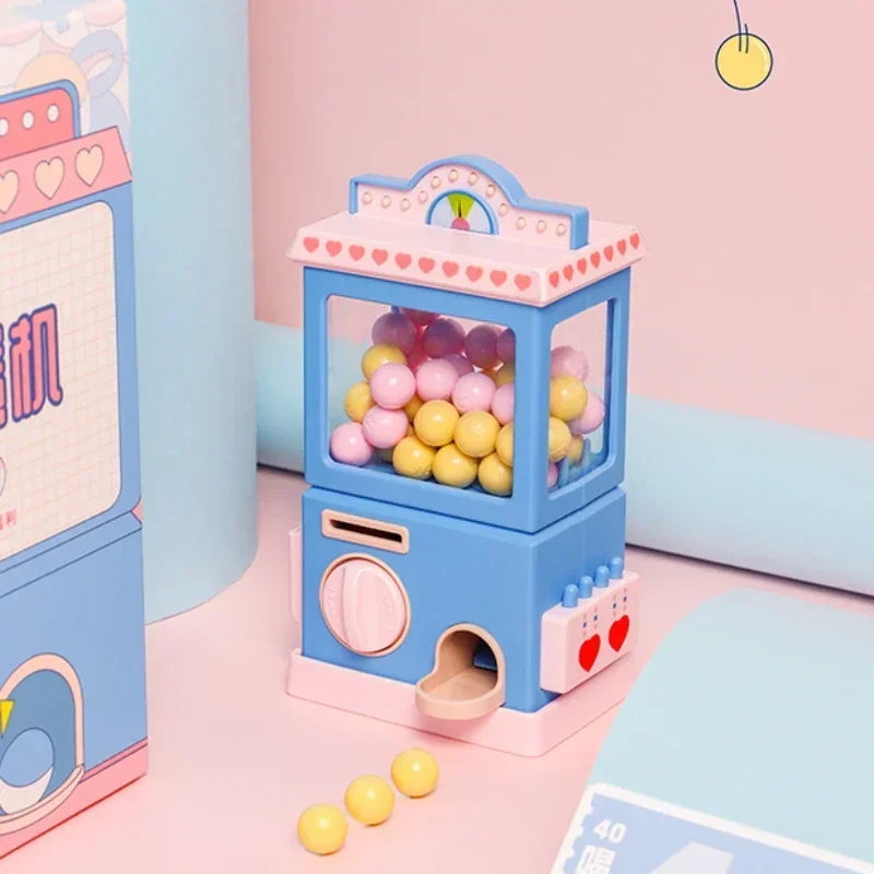 Pink Kids Self-service Gashapon Machine Money Boxes Coin-operated Candy Storage Box Piggy Bank Birthday Gift Home Accessories