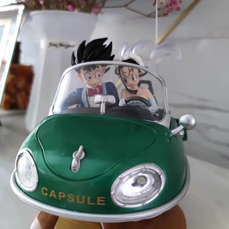 Anime Goku & Chichi Wedding Driving Capsule Corp Car Complete Figure Dragon Ball Z Gokou Christmas Gift  Collection Model Toy