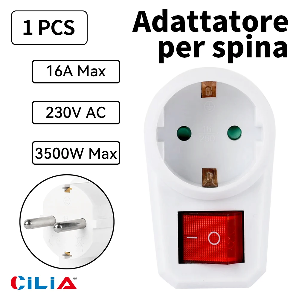 CILIA Deutschland Standard 1/2/4 Stück EU-Steckdosenleiste 1 zu 1 Steckdosen Mehrfachsteckdosenleiste mit EIN/AUS-Schalter Euro-Montage – Detail 1