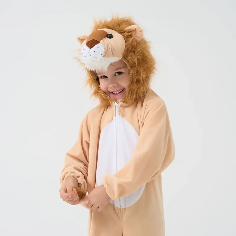 Umorden Peuter Kids Kind Dieren Koning Leeuw Kostuum voor Jongens 2-4Y 4-6Y 6-8Y Hoodie Jumpsuit Fluwelen Hoge Kwaliteit Update Versi & J1