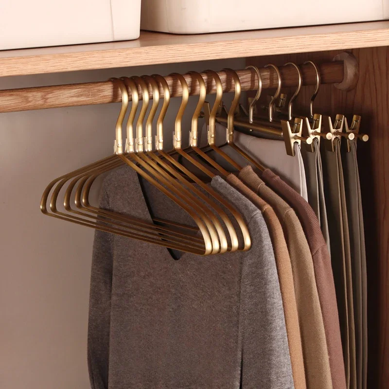 New Gold Metal Hanger,Space Aluminum Alloy Drying Rack for Dress Camisole,Durable Wardrobe Space Saver Organizer Racks