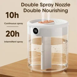 New 2L Double Spray Humidifier Atomizer Usb Large Capacity Home Mute Bedroom Office Night Light Digital Display Humidifier