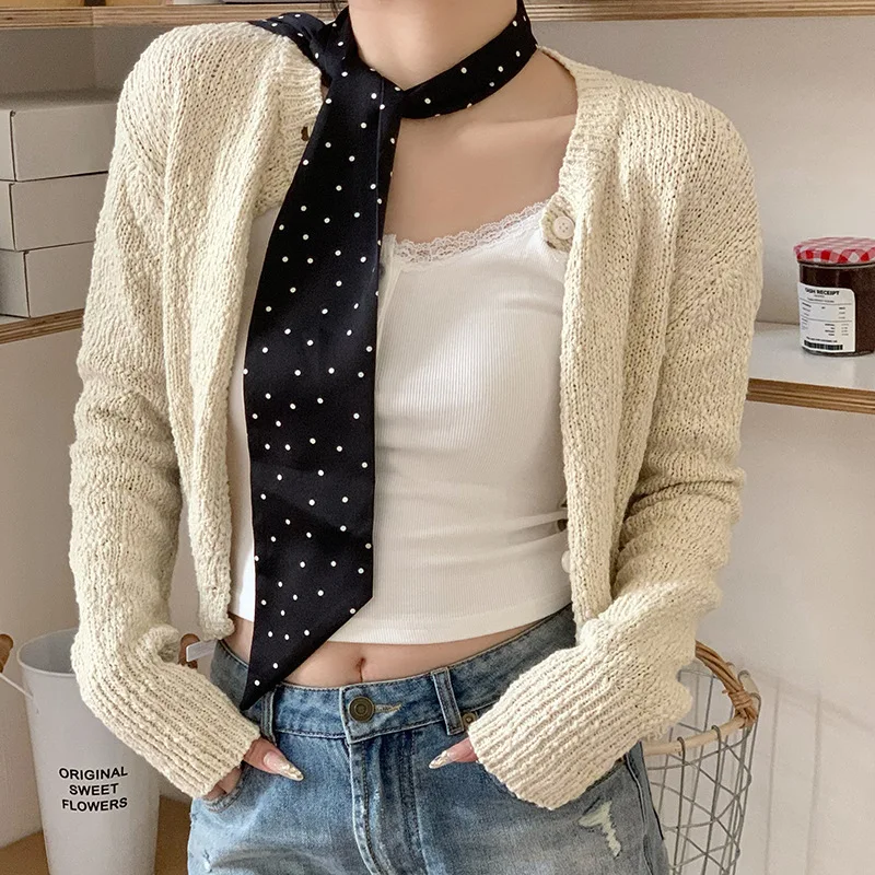 

Bla Polka Dot Scarf Women's Ne Protection Accory for Commuting Ties around the Ne High-End Feeling Scarf