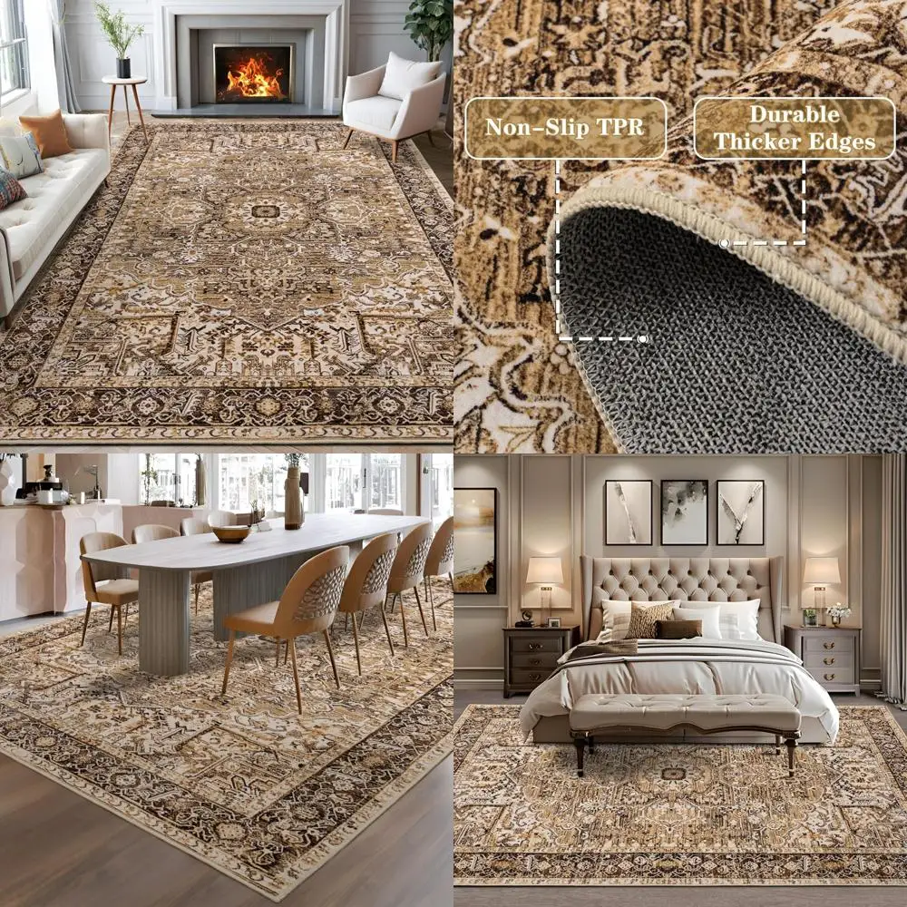 

Eco-Friendly 8x10 Vintage Washable Rugs - Soft, Non-Slip Area Rugs for Home Living Spaces