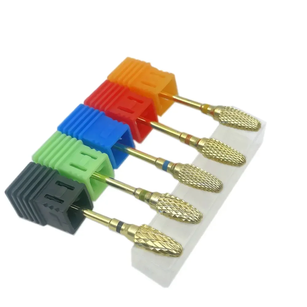 골드 텅스텐 카바이드 버 네일 드릴 비트 커터 전기 드릴 매니큐어 기계 손톱 액세서리 Puntas Para Drill Manicura