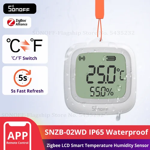 SONOFF SNZB-02WD IP65 Zigbee LCD Sensor inteligente de temperatura y humedad impermeable funciona con Alexa Google Home necesita Sonoff Zigbee Hub