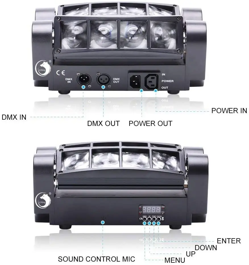 U`King 80W RGBW DJ Moving Head Lights Beam Spider Lighting LED Stage Light