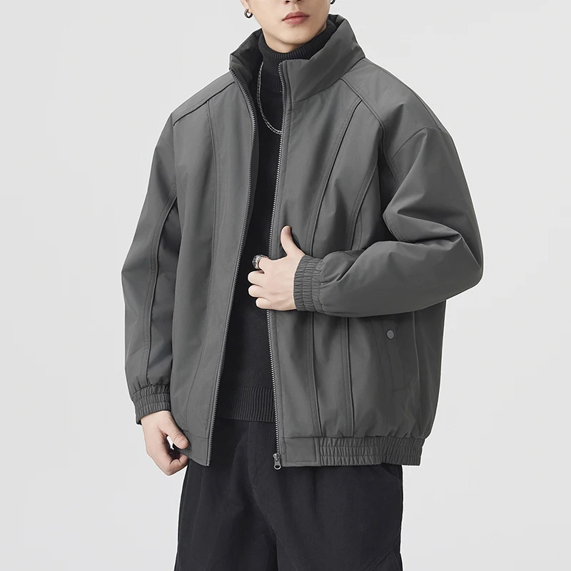 Autumn Winter Fashion Men's Outdoor Windproof Casual Thickened Jacket High Quality Loose Stand Collar Bread Clothes Jacket Coats