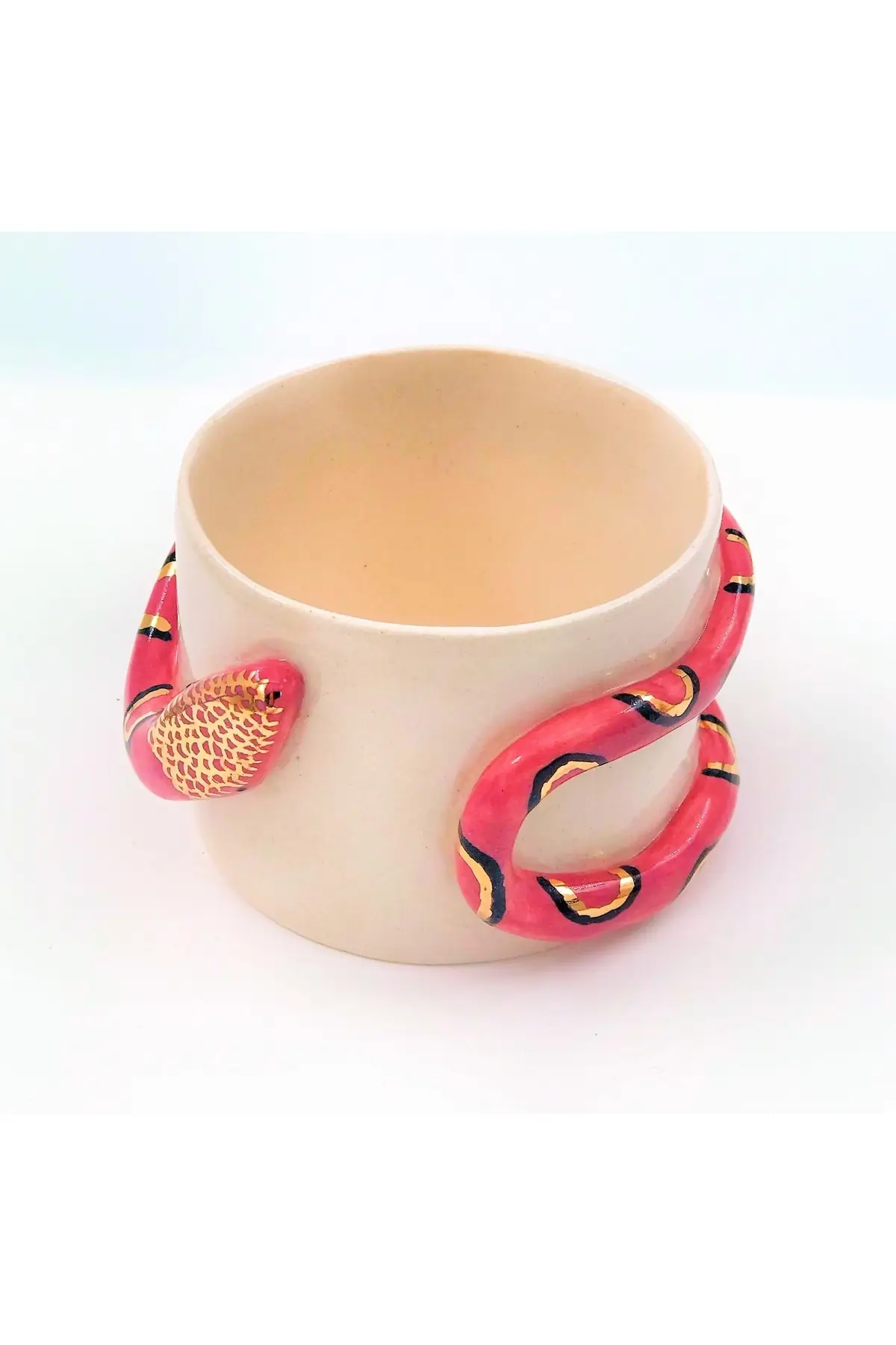 DOLBOVI 24 sterling gold embroidered, snake figure, 100 handmade, Mug handmade, Mug