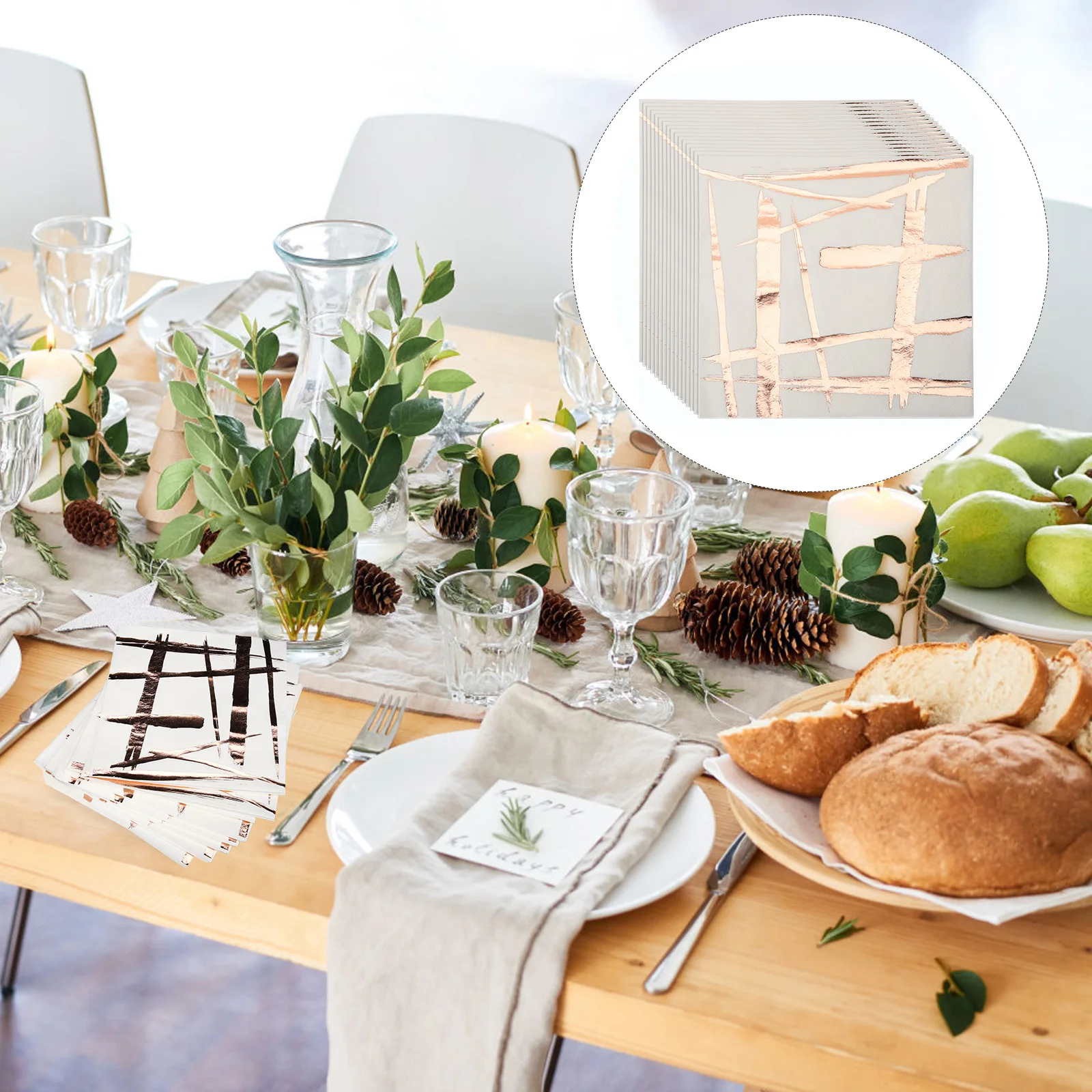 مناديل ورقية مطبوعة برقائق ذهبية لوازم حفلات الزفاف منديل عشاء مزخرف لطاولة عطلة الولائم #4