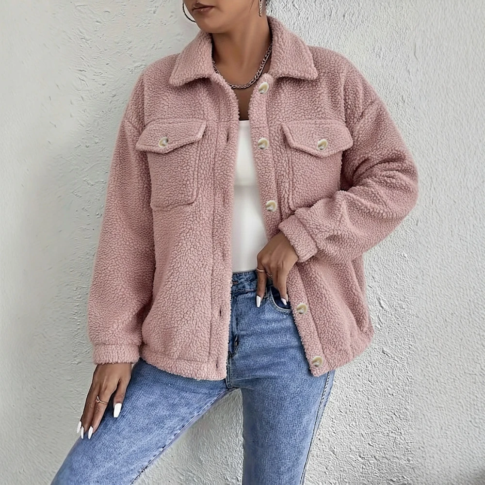 

Casual Plush Coat Winter Clothes Women's Fashion Outerwear Comfortable Soft Material No Decoration Style