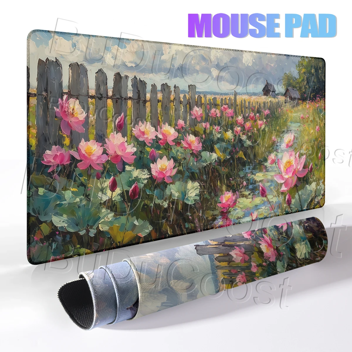 Flower Landscape Oil Painting Mousepad Fade Resistant HD Print Desk Pad Washable Skid Aesthetic Extended Mouse Mat Pc Decoration