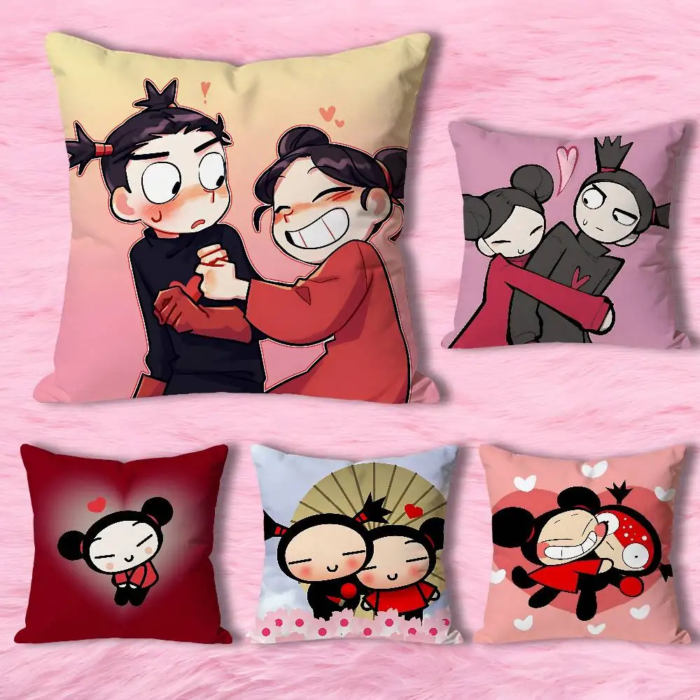

Cute P-Pucca Love G-Garu Anime Celebrity Merchandise All-Match Printed Pillow Case Sofa Car Office Room Decoration Protector