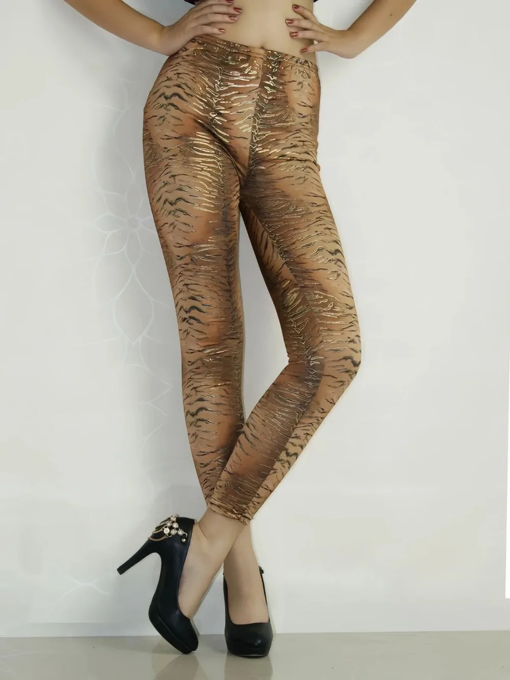 Women's Tiger Pattern Snake Skin Leggings Sports Gym High Waist Tights Pants Casual Slim Printed Fitness Yoga Girl Leggings